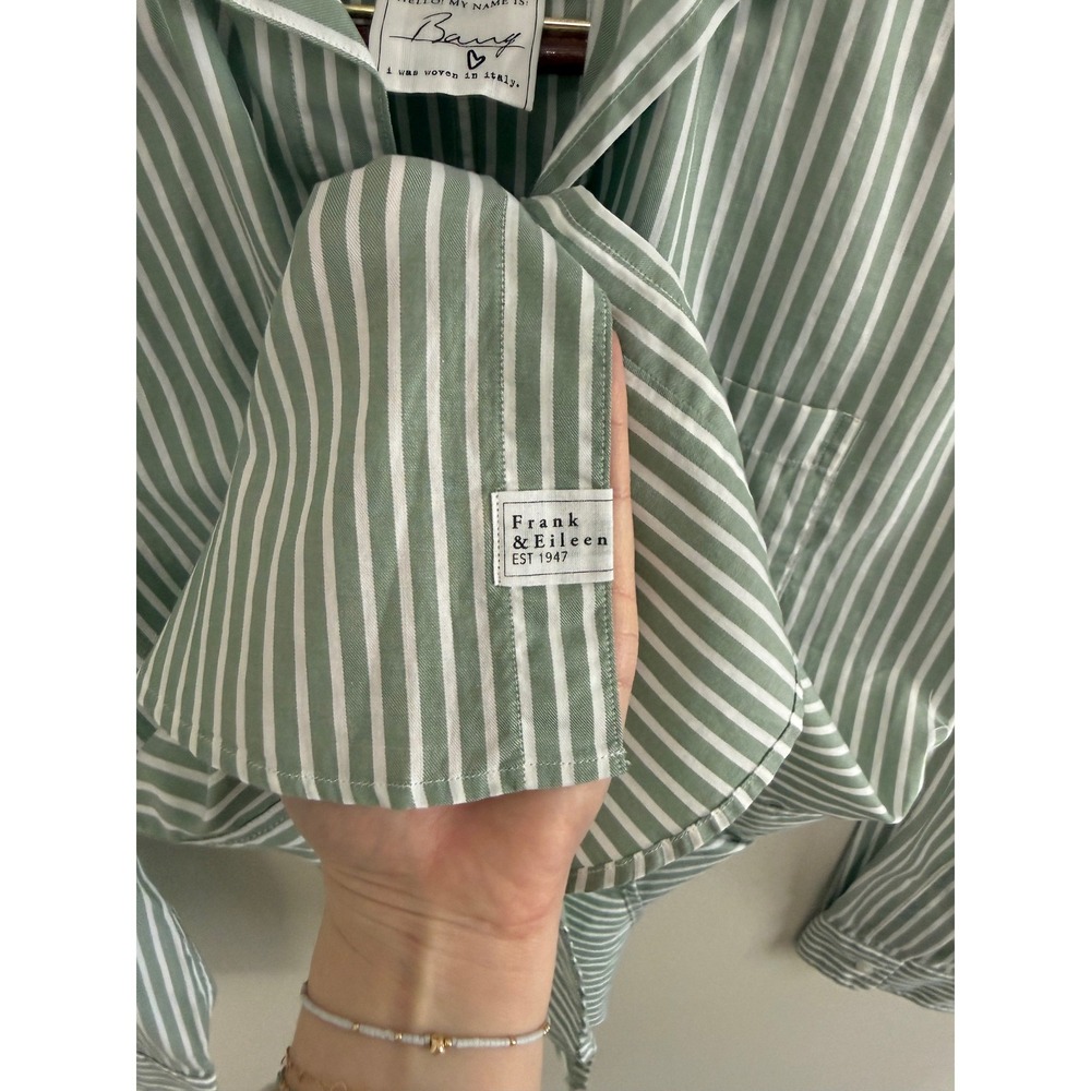 Frank & Eileen Barry Stripe Tailored Green White Button Down Shirt Cotton SZ XS - Picture 11 of 11